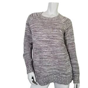 Faded Glory WMS Small Sweater Grey Marled Multi Color Raglan Sleeve Knit